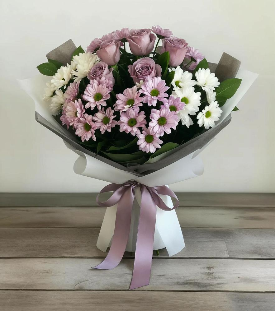 Букет цветов из: Хризантемы и Розы в Душоново
