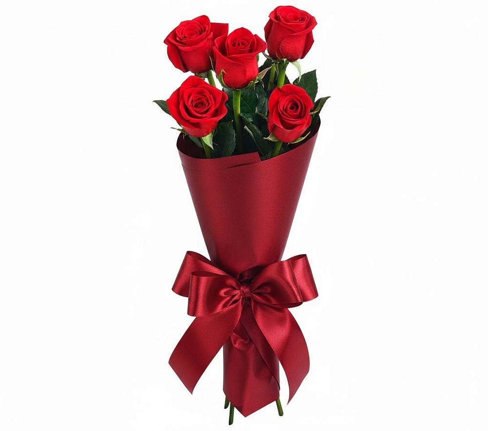 Букет 5 Красных роз Эдлесс Лав в Душоново