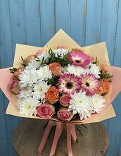 Букет цветов из:  Розы, Герберы и Хризантемы в Душоново