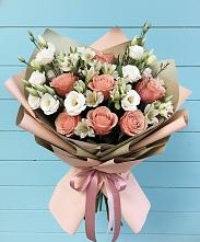 Букет цветов из:  Розы, Альстромерии и Лизиантусы в Душоново