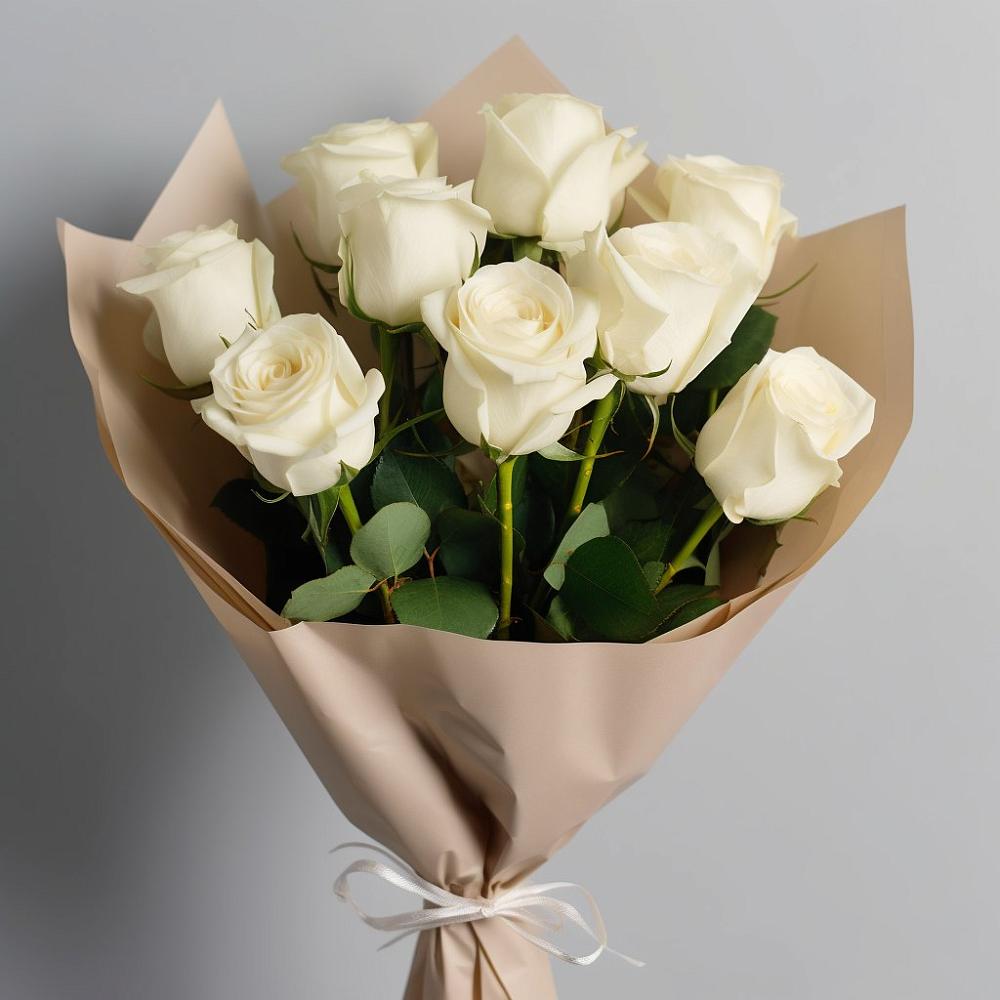 Букет 9 Белых роз Эдлесс Лав в Душоново