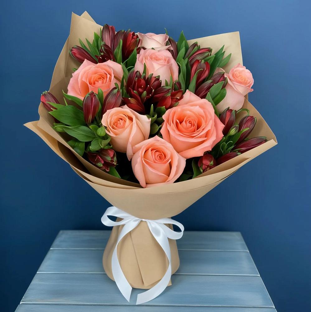 Букет цветов из: Розы и Альстромерии в Душоново