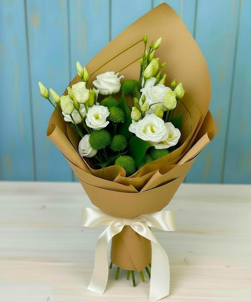 Букет цветов из: Хризантемы и Лизиантусы в Душоново