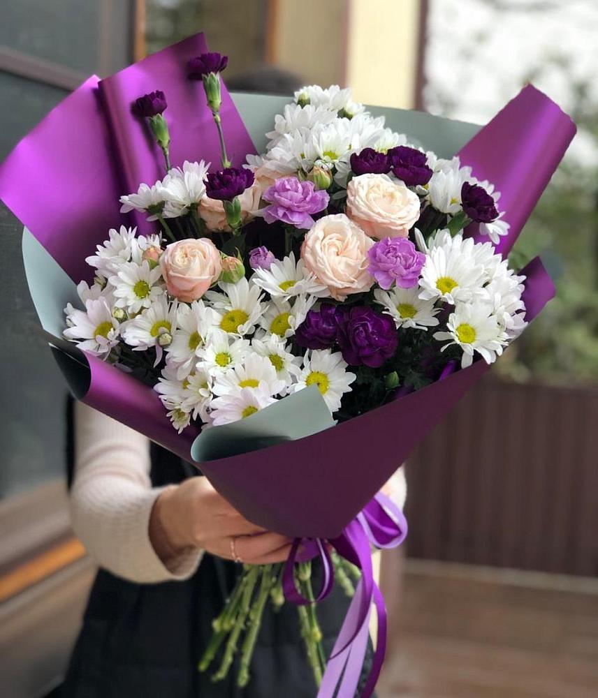 Букет цветов из: Хризантемы, Гвоздики и Розы в Душоново