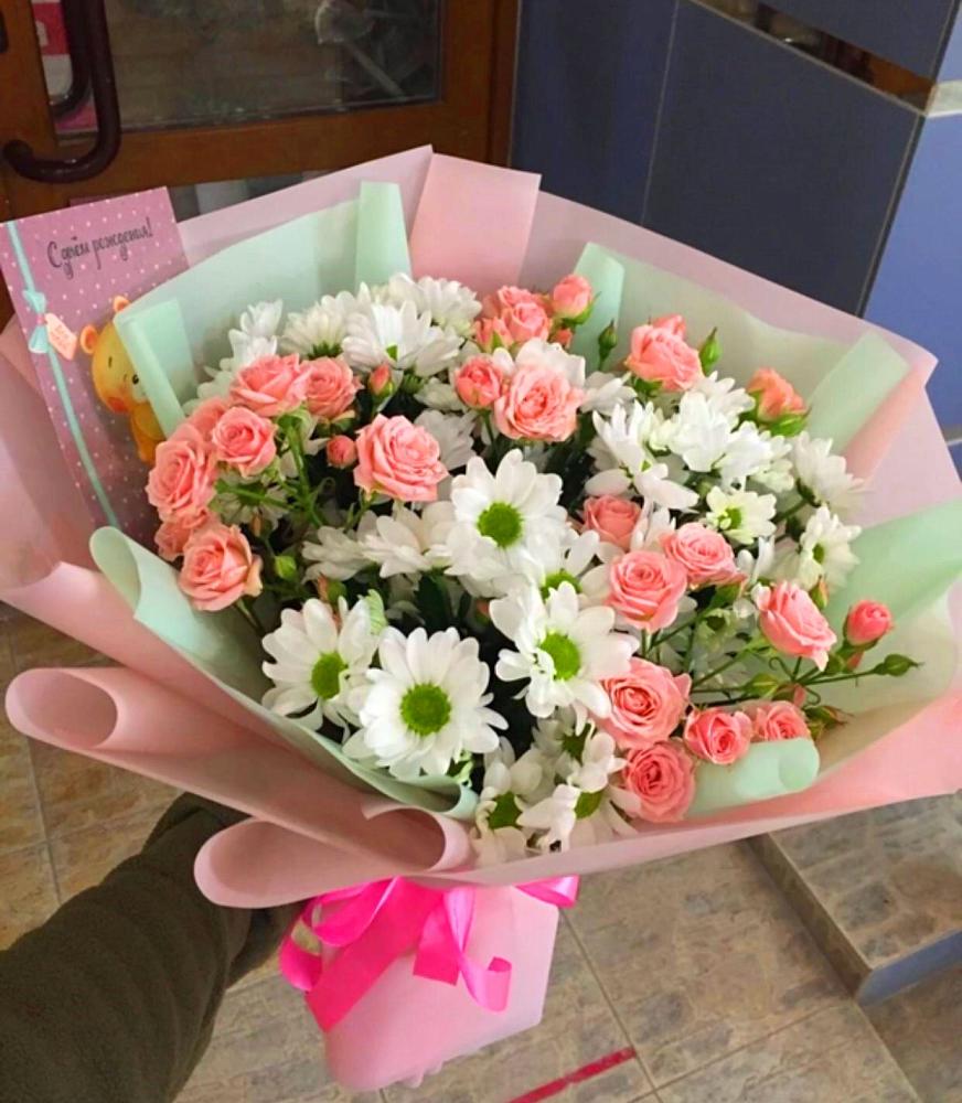 Букет цветов из: Розы и Хризантемы в Душоново