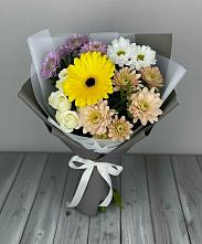 Букет цветов из:  Розы, Герберы и Хризантемы #REPLACE_PRED# Душоново