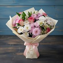 Букет цветов из:  Хризантемы, Альстромерии и Розы в Душоново