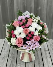 Букет цветов из:  Альстромерии, Гвоздики, Розы и Хризантемы в Душоново
