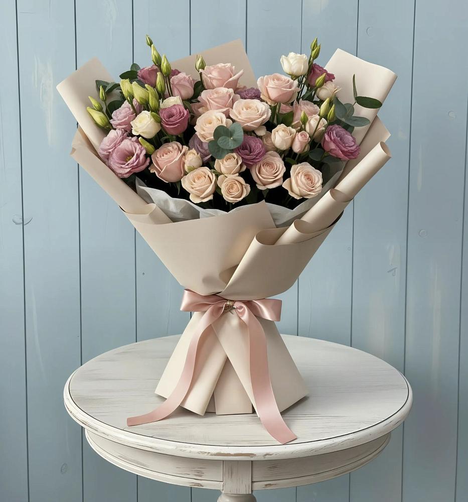 Букет цветов из: Розы и Лизиантусы в Душоново