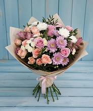 Букет цветов из:  Хризантемы, Розы и Альстромерии в Душоново