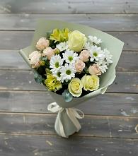 Букет цветов из:  Альстромерии, Розы и Хризантемы в Душоново