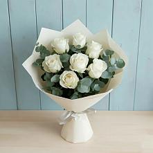 Букет Белые розы в Эвкалипте в Душоново