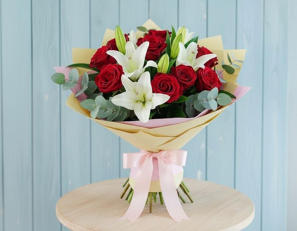 Букет цветов из: Лилии и Розы в Душоново